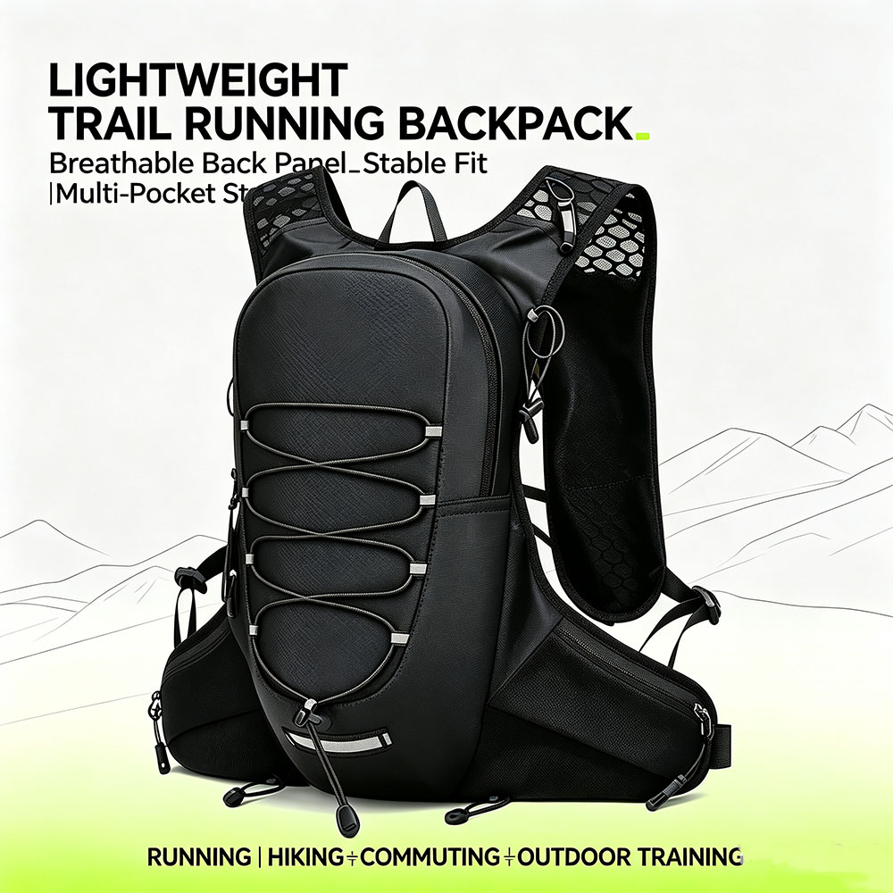 Trail Running Vest - Hydrations-Laufrucksack Leichter Wasserdichter Wanderwestenrucksack mit Reflektorstreifen