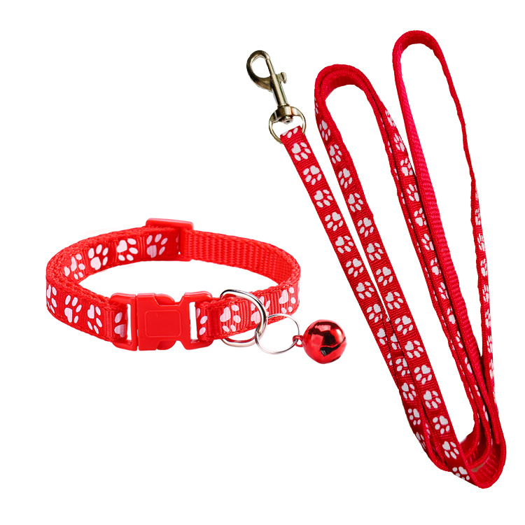 Headcollar Rope Set - Hundepfoten-Abdruck Haustier-Zugseil Verstellbar mit Halsband Welpen-Halsband-Set