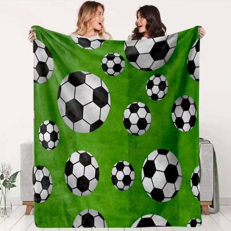 Outdoor Sport Background - Retro-Decke mit schwarz-weißem Fußballmuster und grünem